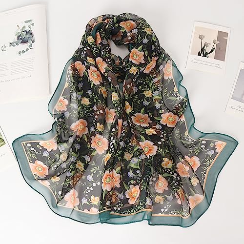 YOUR SMILE Ladies/Women's Lightweight Floral Print/Solid Color mixture Shawl Scarf For Spring Summer season (208)4