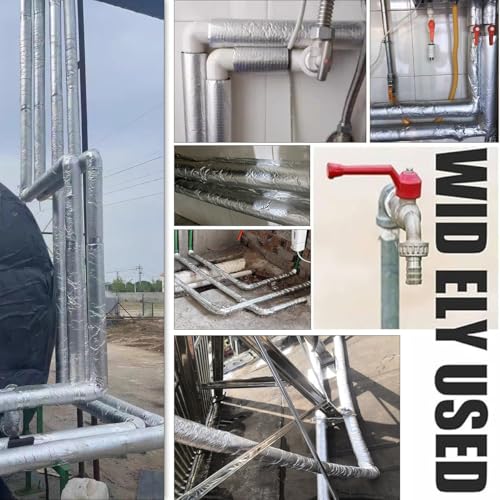 Isolante autoadesivo per tubi in schiuma di alluminio, diametro interno 16-114 mm, 34 mm x 20 mm x 95 cm, per protezione invernale dal gelo di rubinetti, scaldabagni e tubi esterni.
