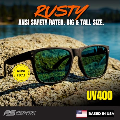 Image of proSPORT ANSI Z87.1 Safety Sunglasses for Men, Extra Large Wide Fit Safety Glasses, Outdoor Protective Eyewear for Work