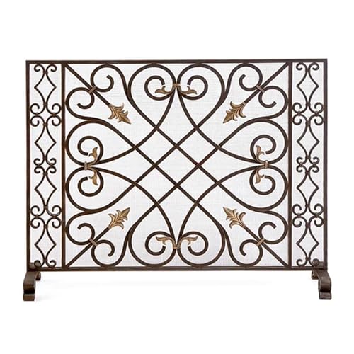 Mampara de chimenea de cobre antiguo con panel decorativo de alta gama 2