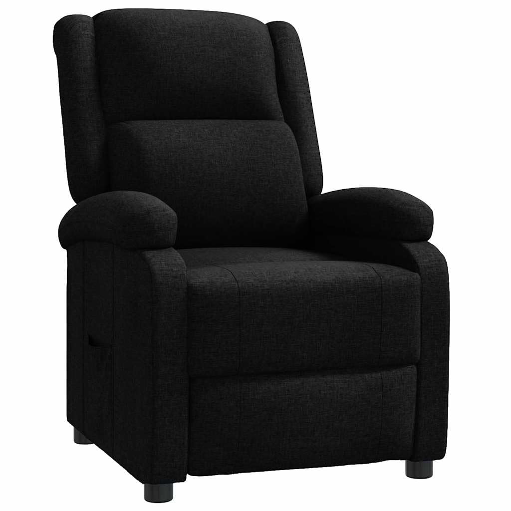Poltrona relax regolabile per TV, imbottita, in tessuto nero