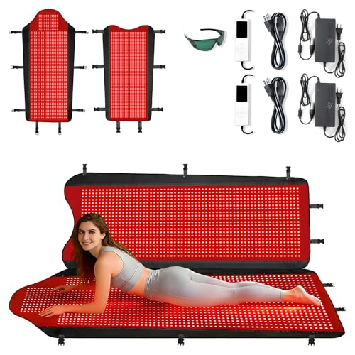 3207 LEDs Red Light Therapy Mat Full Body, TPU Infrared Blanket, Premium Foldable Mat with 10-90Min...