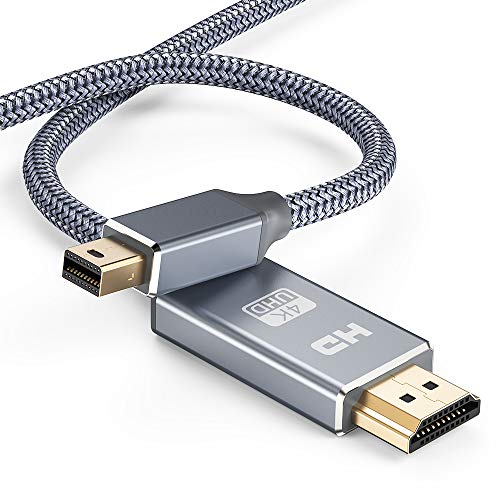 Mini DisplayPort to HDMI Cable, [4K@30Hz] Capshi Nylon Braid Thunderbolt to HDMI Cable, UHD High Speed Mini DP to HDMI Cord Compatible for MacBook for Air/Pro, for Surface Pro/Dock 6.6Ft