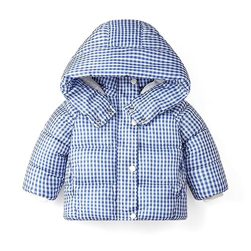 Image of Bold N Elegant Kid's Standard Length Colorful Check Winter Warm Quilted Bomber Hood Jacket Coat Puffer Jacket Coat For Infant Toddler Baby Boy's Girl