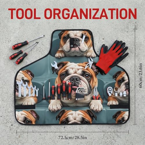 Delantal de trabajo BTCOWZRV con perro bulldog inglés miniatura 2