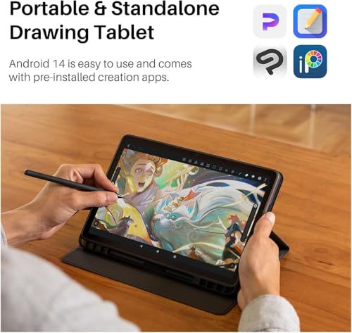 Image of HUION KAMVAS Slate 11 Standalone Drawing Tablet No Computer Needed with Anti-Glare Screen, 10.95 Inch Digital Art Tablet with Tilt-Alignment Stylus, 90Hz Android 14 Pad with 8GB + 128GB for Artists