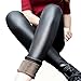Weigou Women Leggings Winter Warm Thick Velvet Faux Leather Leggings Slim Trousers (M, Black)