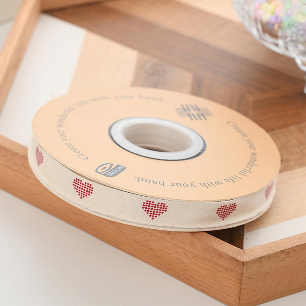 Sewhick 13mm Red Heart Cotton Ribbon, 27M Cotton Tape Ribbon - Image 4