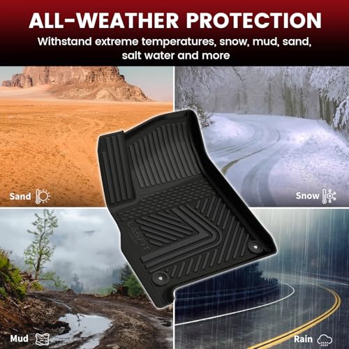 Image of LASFIT Floor Mats for Rivian R1T 2022-2024, Front & Rear, Custom Laser Fit | Premium TPE Liners, Raised Edge Design, Full Edge Coverage Car Mat, Refined Interior Protection, Easy to Wash