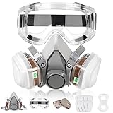 Half Facepiece Reusable Respirator with Filters - GAS Respirator with Goggle Professional Painting Respirator Face Cover Against Chemical Organic Vapor, Woodworking, Car Spraying, Sanding, Welding