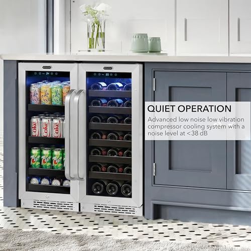 Image of Whynter Wine Refrigerator Bundle 30 Inch 33 Bottle and 128 Can Built-in Stainless Steel Compressor Wine and Beverage Refrigerators with LED display