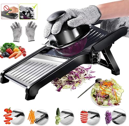 MEETOZ Mandoline Food Slicer with Adjustable Stainless Steel Blades