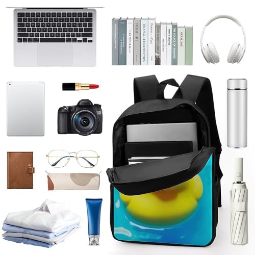 Mens Cute Rubber Ducky with Sunglasses Yellow Blue Backpack, Adjustable Spacious Shoulder Bag with Pockets and Handle, Cool Multi-Functional Backpacks for Gym3