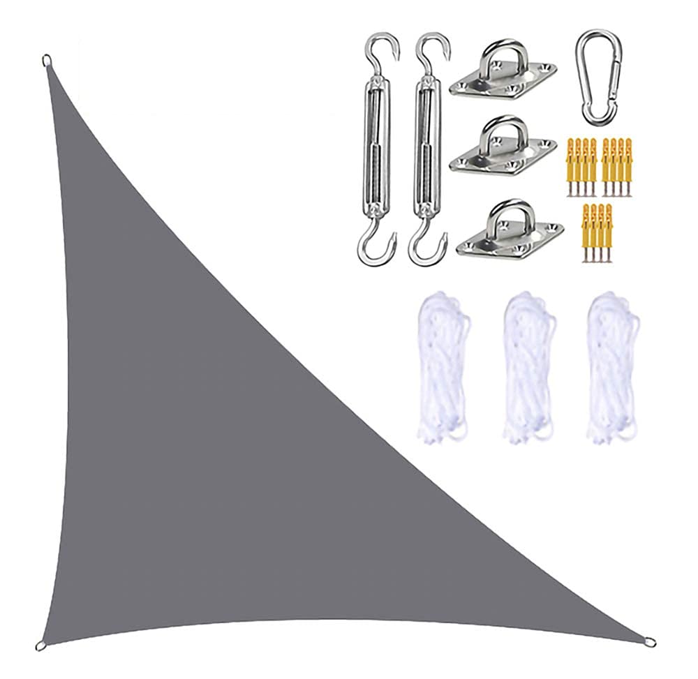 Trójkątny żagiel przeciwsłoneczny, parasol przeciwsłoneczny 13 x 13 x 19 stóp z zestawem osprzętu, 3 liny, wodoodporny, blokujący promieniowanie UV, parasol przeciwsłoneczny na patio