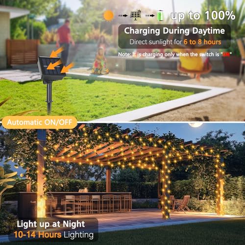 4 Pack Solar Fairy Lights 131Ft 400 LED Outdoor Twinkle Light with 8 Modes, Waterproof Silver Wire String Lights for Gar - Additional View