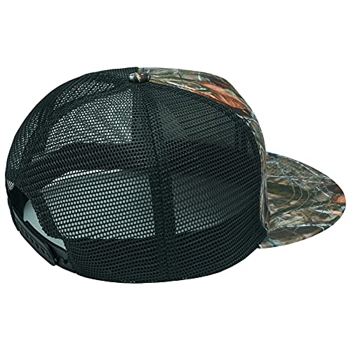 Image of BASSDASH Flat Brim Trucker Cap Adjustable Snapback Hat Mesh Back for Men Women