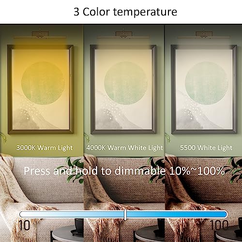 Image of MIOBLUE Wireless Picture Light, Remote Control Picture Light with Dimmable, 16 inch Timer Preset Art Lights with RGBW Color Changing for Paintings Wall, Dartboard, Picture, Frame