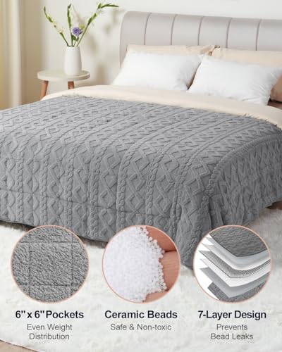 Super Fuzzy Soft Sherpa Fleece Weighted Blanket, 20 lbs Dual Sided Fluffy Heavy Weighted Blankets for Adults - No Bunching with Double Layers of Soft Inner Lining (80"x 87", 20 Pounds)