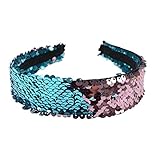  Toyvian Sirena Lentejuelas Diadema Reversible Lentejuelas Banda de Pelo Acolchada Alice Band para niñas y Mujer Regalo de Fiesta (Lago Azul y café)