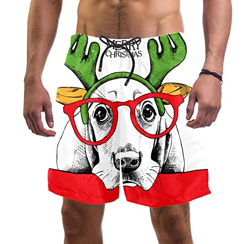 Short de plage pour hommes JDEZ à séchage rapide motif chien de Noël