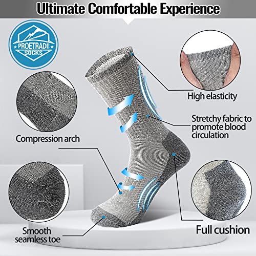 Proetrade Merino Wool Hiking Socks For Men & Women Thermal Warm Winter Crew Thick Cushion Boot Work Stockling Stuffers Gift Socks 4 Pairs (Assorted A,M) #TOP1