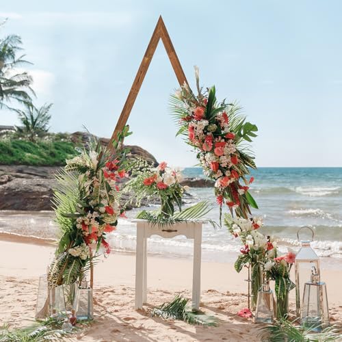 8.2FT Wooden Triangular Wedding Arch Backdrop Stand - Rustic Boho