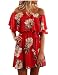 Yuandy Women Summer Off Shoulder Strapless Floral Print Pleated Dresses(by Yuandy, FAKE SELLERS: HengChang) (L, Red)