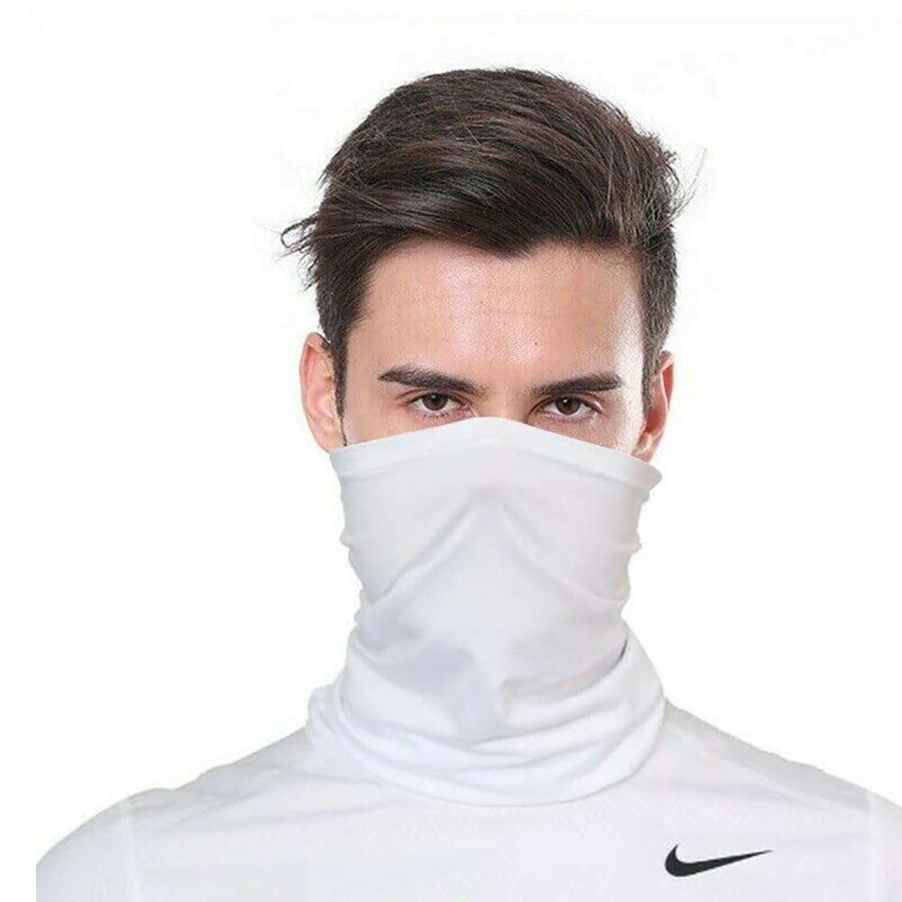 Van Der Linn Unisex White Bandana Mask Face Covering Snood Neck Gaiter Scarf Breathable (White)