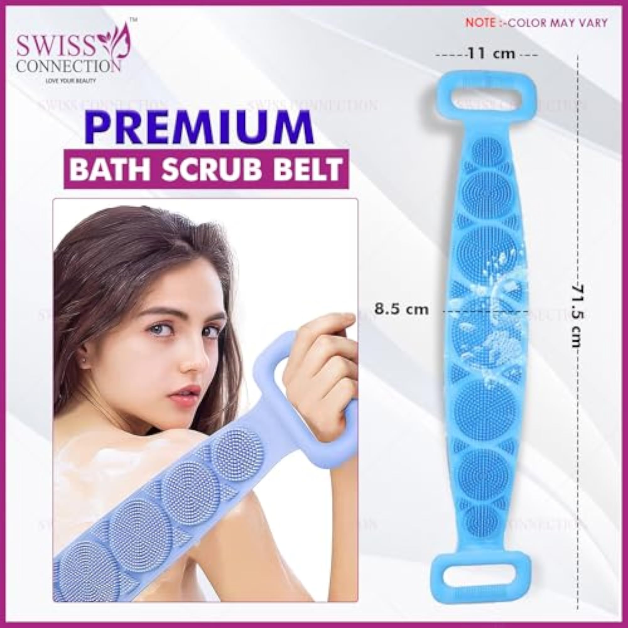 Silicone Bath Body and Skin Brush Belt for Easy Cleaning