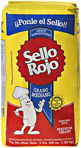 Arroz Sello Rojo - Puerto Rico's Favorite Medium Grain Rice - 3 lbs Bag (Count of 2)
