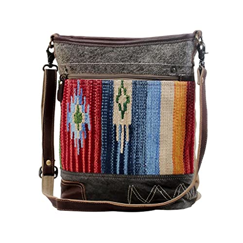 Myra Bag Technicolor Shoulder Bag Upcycled Cotton & Hair Leather S-30602