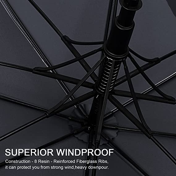 G4Free 47 Inch UV Protection Golf Umbrella Auto Open Vented Double Canopy Oversize Extra Large Windproof Sun Rain Umbrellas (Silver/Black) by G4Free - Used condition - Image 3