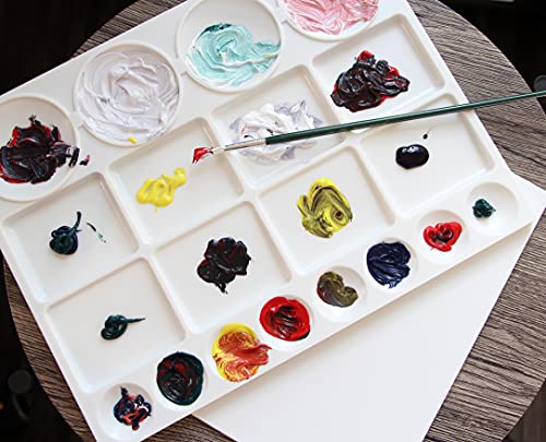 Bella Bora Paint Palette With 20 Wells | Painting Supplies Tray For Watercolor, Oil, Acrylic Paints | Empty Plastic Wet Artist Mixing Art Paint Holder Organizer For Painters And Kids | 13" X 9.875" #TOP3