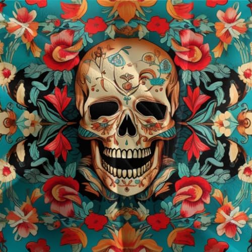 Housses de couettes crâne de fleurs 3D en microfibre zippée douce lit double 200x200 - 8