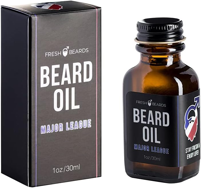 Fresh Beards Major League Beard Oil - Tobacco, Clove, and Sweet Cherry Fragrance - Scented Mens Beard and Mustache Oil - Soothing Anti-Itch Moisturizer & Softener for Dandruff Prevention and Healthy Beard Growth
