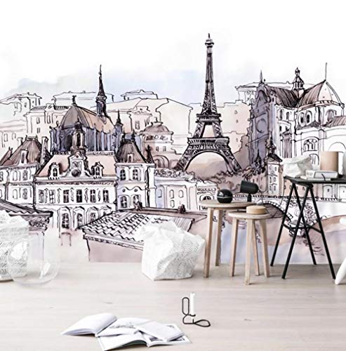 Papier peint intissé pour masquer un mur abîmé avec vue Tour Eiffel