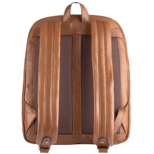 Mochila grande de couro feminina Montanna - Caramelo croco