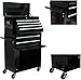 Entcook Tool Chest with 8 Drawers, Tool Box with Bottom Cabinet, Lockable Rolling Tool Box with Wheels, Toolbox Organizer for Garage Warehouse Workshop Black One Size