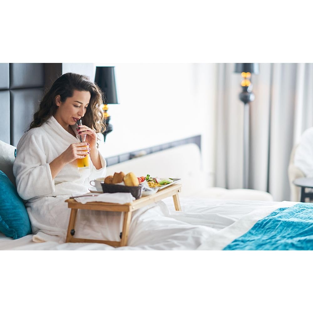 CASARIA® 2X Mesas para Ordenador Portátil Plegable Mesas Auxiliares Cama Sofá de Bambú Ajustable Bandeja Desayuno