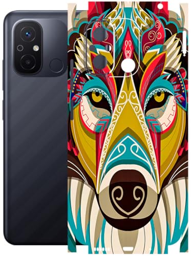Image of AtOdds - Full Body Back Screen Guard Protector Film - Lamination Wrap Skin Sticker Compatible with REDMI 12C | Scratchproof Matte Finish (Mighty Wolf)