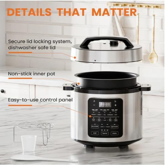 Instant Pot Duo Plus 9-in-1 Multicooker, Pressure Cooker, Slow Cook, Rice Maker, Steamer, Sauté, Yogurt, Warmer & Sterilizer, Includes App With Over 800 Recipes, Stainless Steel, 6 Quarts