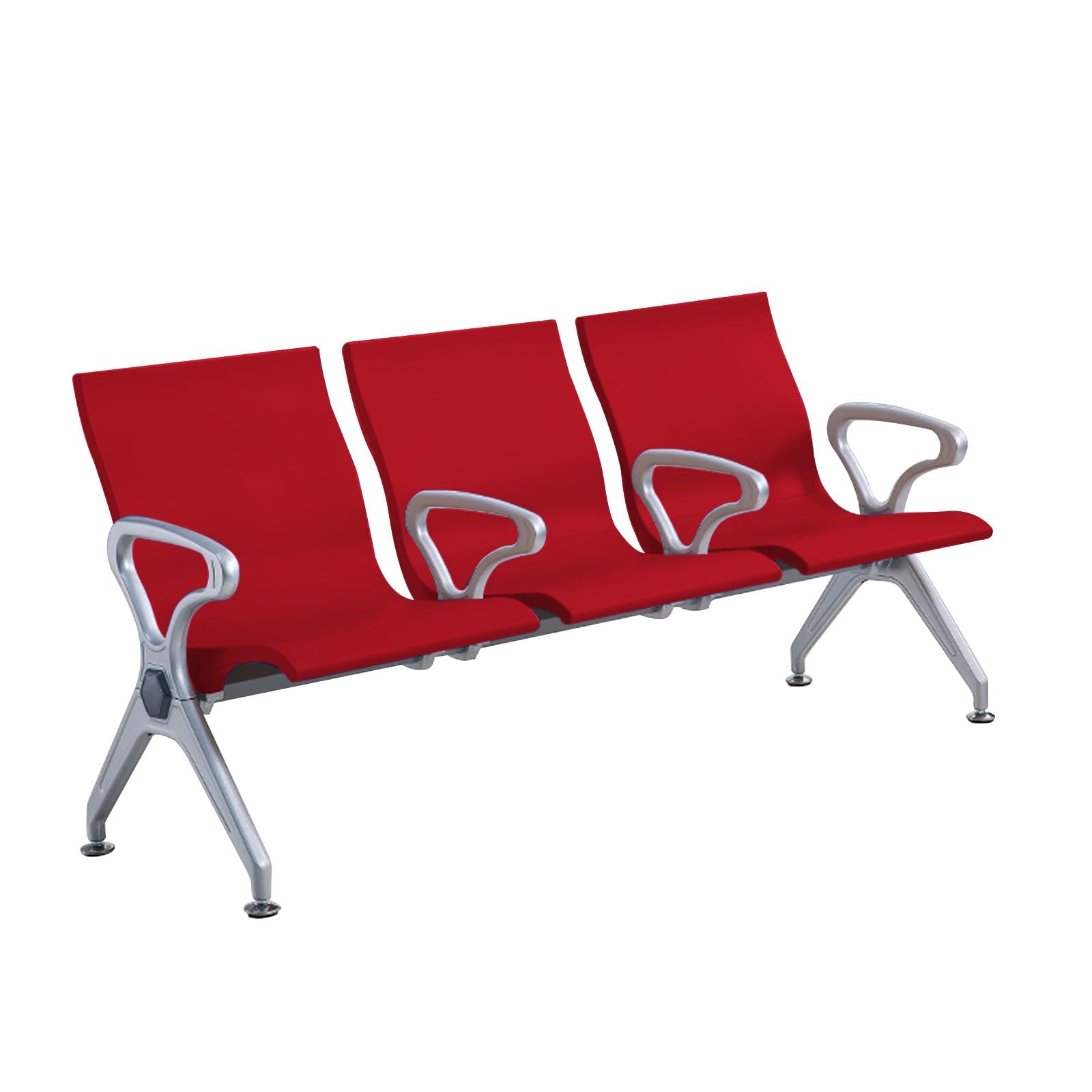 SaryEdge 3Seat Room Bench with 4 ArmrestsStylish PU Leather Office Lobby Chairs Conference & Reception Seating for Airports Clinics Hospitals Banks,Red,Red