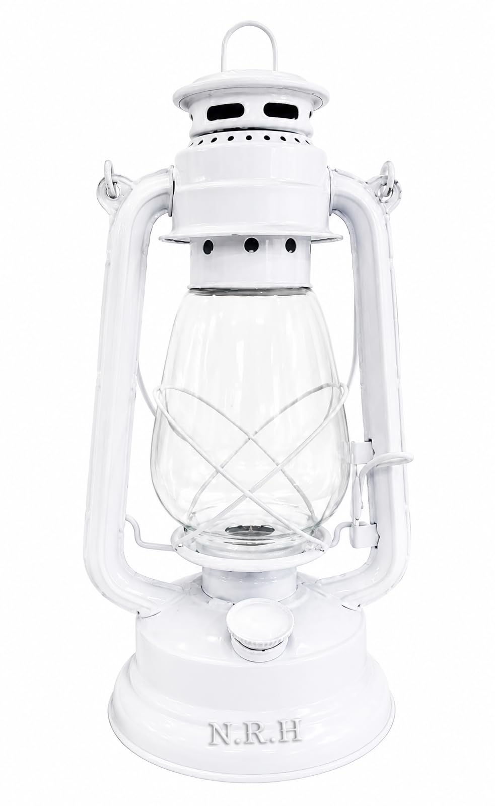 Atractivo y elegante portavelas de metal con cristal transparente, luz rústica para interiores y exteriores, para decoración de tu hogar (blanco)