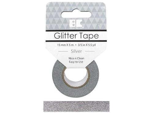 Miniatura 2 de Best Creation GTS001 - Cinta con purpurina, 0.591 in por 16.4 ft, color plateado