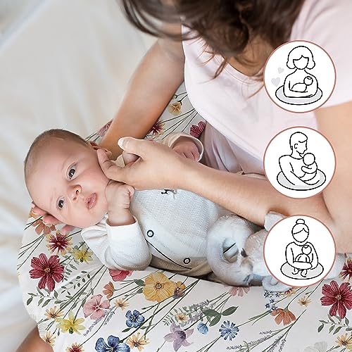 Little Grape Land Nursing Pillow for Infants, Breastfeeding Pillows, Baby Support Pillow for Nursing, Bottle Feeding, Tummy Time with Machine Washable Cover & Breathable Filling (Spring Flower) - Image 6