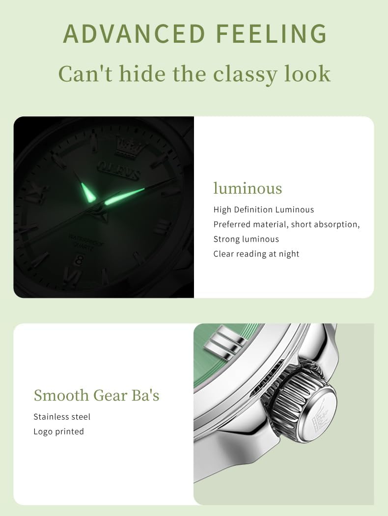 OLEVS Womens Watch Elegant Dress Diamond Analog Quartz Watch Two Tone Stainless Steel Waterproof Luminous Wristwatch - Image 4