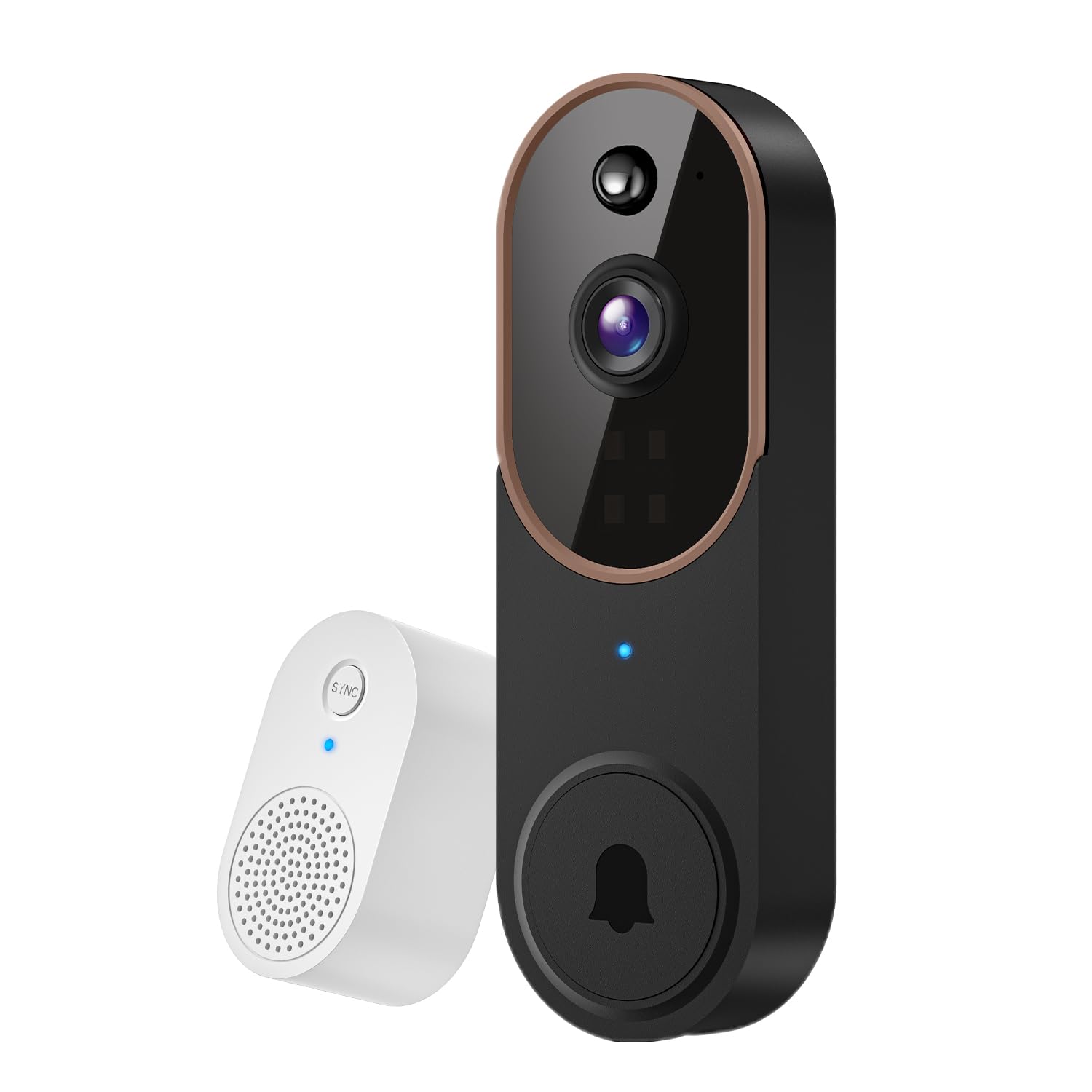 1080p wireless video doorbell camera, ai human detection, cloud storage, two-way audio, 2.4ghz wi-fi support, real-time alerts, easy installation, night vision (brown)