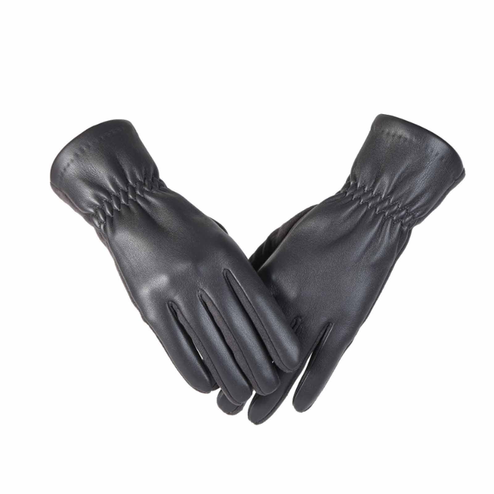 Women Leather Touch Screen Gloves, Winter Gloves for Ladies, Warm Touchscreen Windproof Texting Cashmere Lined Gloves