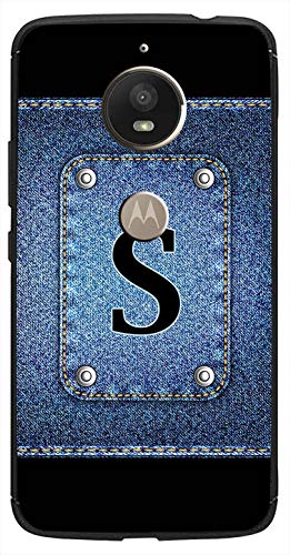 Image of Amazon Brand - Solimo Designer Button Jeans Alphabet-S Printed Soft & Flexible Hybrid Back Case Mobile Cover for Motorola Moto E4 Plus