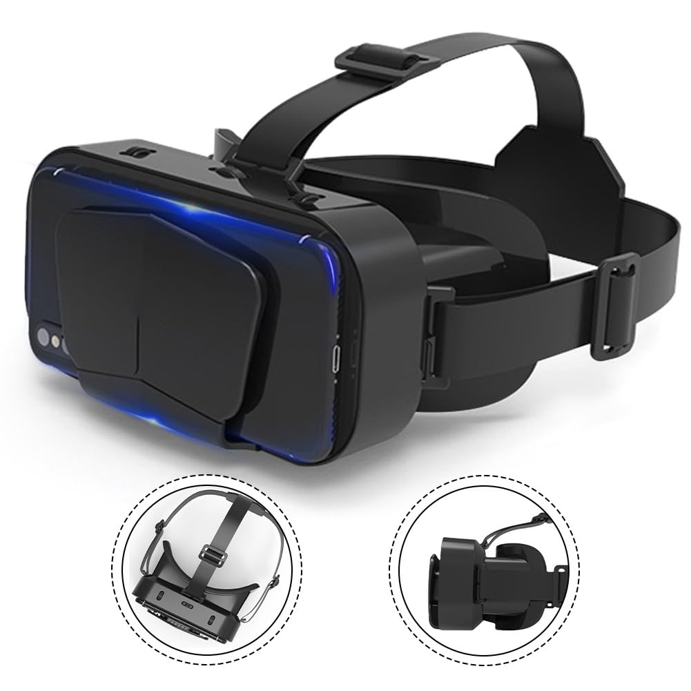 VR Headset for Phone with Controller, Immersive 3D VR-Glasses Adjustable VR Virtual Reality-Goggles, Fit for 4.7-7 inch Smartphone, VR Glasses for TV, Movies, Video Games